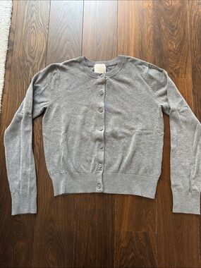 H&M Fine-Knit Cardigan in Gray Melange